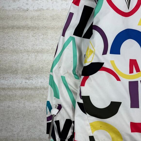 Vintage 90s Volcom Puffer Ski Jacket Mens S White Multicolor Full Zip Insulated - Picture 6 of 9